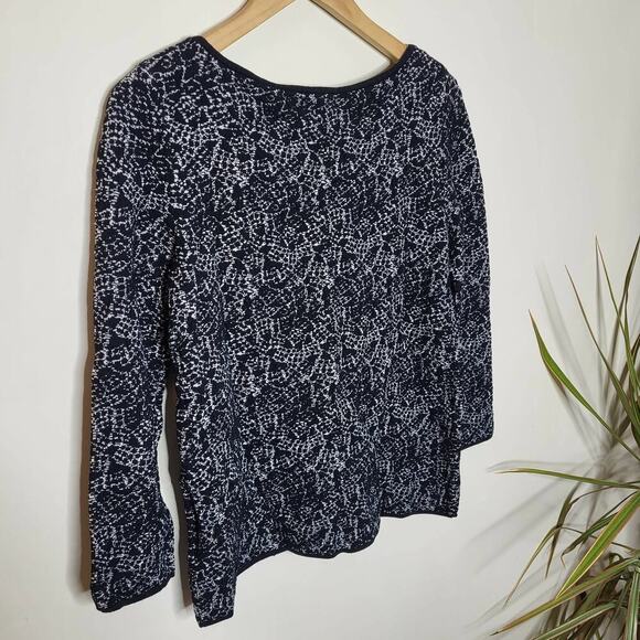 Reiss Long Sleeve Ballet Neckline Top - Abstract - Black Multi - Picture 3 of 10